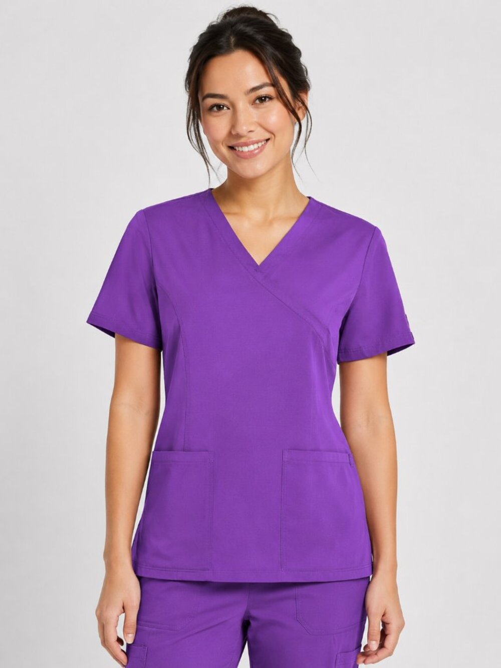 BEVERLY HILLS UNIFORMS NWT Short Sleeve V-Neck Purple Scrub Top
